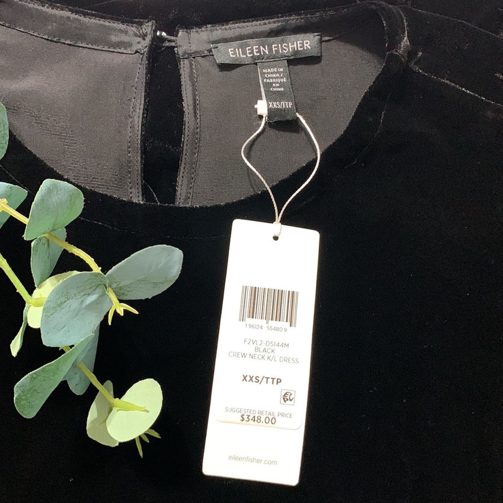 NWT EILEEN FISHER Velvet Crew Neck Dress - Picture 7 of 8